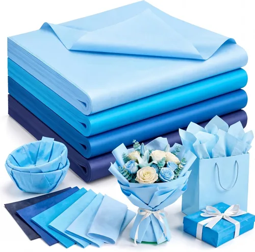Vista 24 de Qilery - 500 hojas de papel de seda negro a granel para bolsas de regalo de 15 x 20 pulgadas, sin ácidos, para regreso a clases, papel de regalo