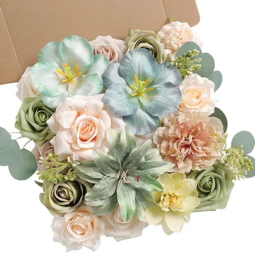 Vista 22 de Serra Flora Caja Combo de Flores Artificiales para Ramos de Boda DIY, Centros de Mesa, Arreglos, Despedida de Soltera, Fiesta, Decoraciones