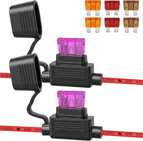 Vista 9 de 2 Pack 8 AWG 12V Maxi Fuse Holder UL Recognized Wire with 80A Fuses IP67 8 Gauge Heavy-duty Fuse Holder for High-Current 12V Systems, Including