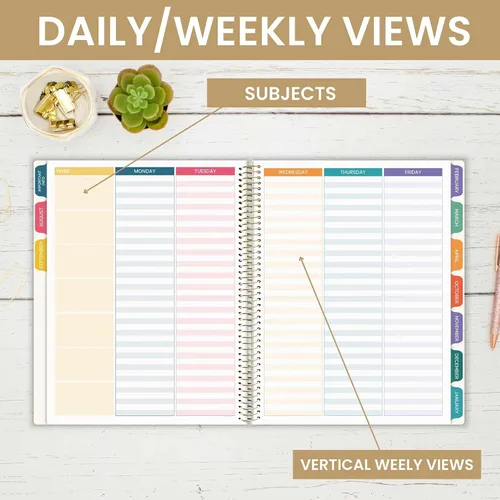 Vista 4 de bloom daily planners Agenda y calendario para profesores de año académico sin fecha, libro organizador de plan de lecciones de 7 períodos