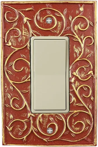 Vista 4 de French Scroll 1 - Placa de pared basculante, placa eléctrica de un solo interruptor, plata envejecida