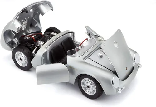Vista 4 de Maisto 1:18 Scale Porsche 550A Spyder Diecast Vehicle, Silver
