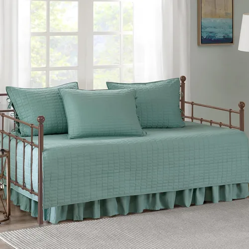 Vista 14 de Comfort Spaces Funda para sofá cama de lujo de doble cara - Acolchado, ropa de cama acogedora para todas las estaciones con falda de cama, fundas a