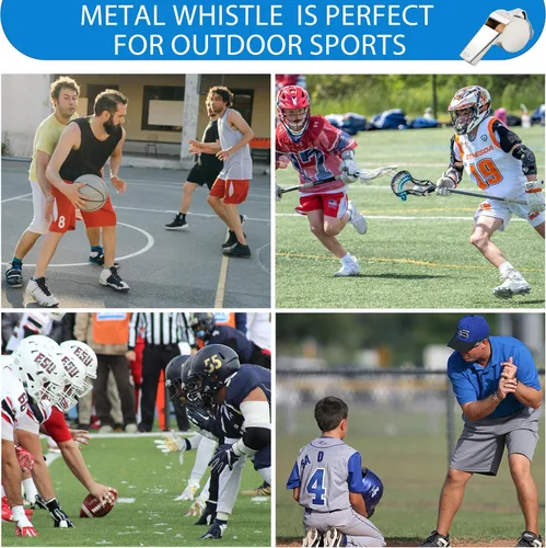 Vista 7 de Xgunion Whistle - Paquete de 3 silbatos deportivos de metal para entrenadores, árbitros deportivos con cordón, silbatos de entrenador para adultos