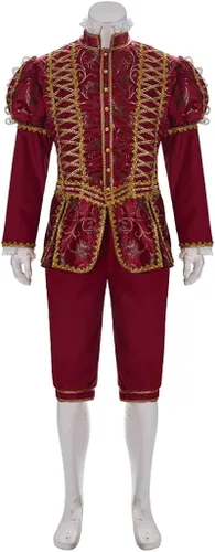 Vista 5 de COUCOU Age Victorian Costume Men Rococo Costume Suit Jacket Vest Prince Cosplay Halloween