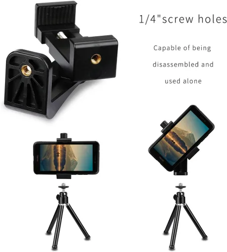 Vista 5 de AFAITH Soporte de trípode para teléfono celular con control remoto, adaptador de soporte para teléfono con abrazadera ajustable para iPhone 16 15 14