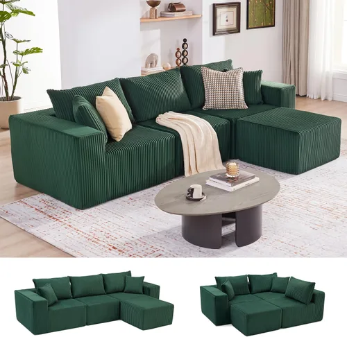 Vista 20 de Sofá seccional modular de 108", sofá seccional Cloud con asiento profundo, sofá modular moderno en forma de L con chaise, sofás tapizados sin Beige