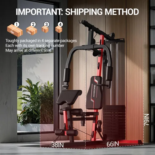 Vista 6 de Home Gym System with 160LB Weight Stack, Multifunctional All-in-One Workout Station, Full Body Strength Training System