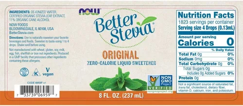 Vista 2 de Now Foods Better Stevia - Extracto líquido original, botella de 8 onzas (paquete de 2)