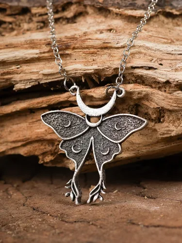 Vista 3 de HAQUIL Moth Necklace, Moon Phase Moth Pendant, Wiccan Jewelry Gift for Women