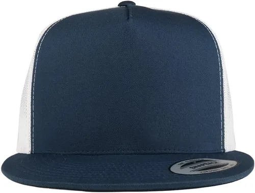 Vista 2 de Trendy Apparel Shop Flexfit Brand 5 Panel 2 Tone Flatbill Mesh Classic Snapback Cap