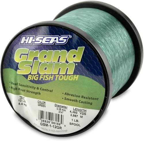 Vista 46 de Sedal de Pesca de Monofilamento HI-SEAS Grand Slam - Fuerte y Resistente a la Abrasión en Transparente, Rosa, Verde, Azul Ahumado, Amarillo Amarillo