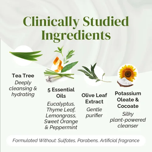 Vista 8 de Puriya Champú sin sulfato, acondicionador para el cabello con aceite de árbol de té y gel de baño para hombres y mujeres, juego de baño 3 en 1