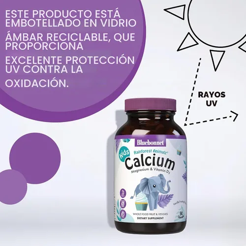 Vista 6 de Super Earth Rainforest Animalz: calcio, magnesio y vitamina D3, sabor vainilla natural, 90 masticables, 743715001961, 1, 1