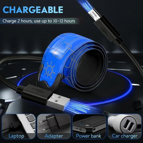 Vista 6 de Simket Brazalete LED Recargable para Correr (Paquete de 2), Luces para Correr para Corredores, Luces para Correr, Equipo Reflectante de Alta