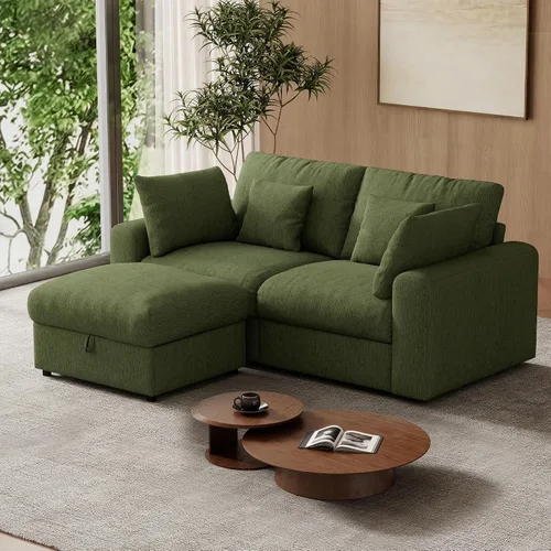 Vista 25 de WorthFurni Sofás seccionales Cloud de 110 pulgadas para sala de estar, sofá modular con asiento profundo, sofá convertible en forma de L con otomana