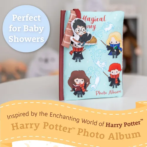 Vista 2 de Kids Preferred Harry Potter Álbum de recuerdos de fotos de bebé arrugado suave libro sensorial con capacidad para 3 fotos de 4 x 6 pulgadas con tela