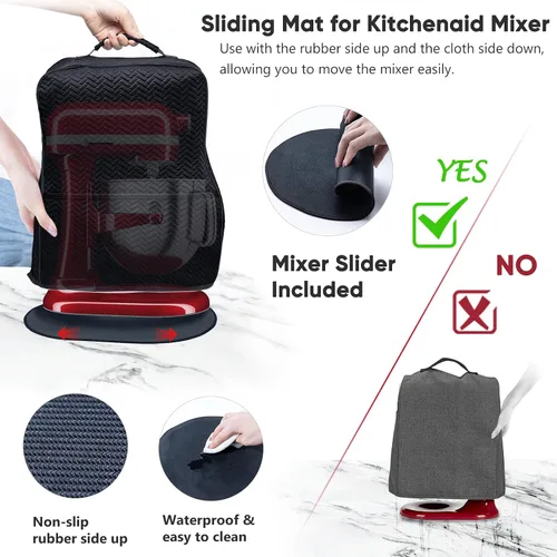 Vista 3 de Funda elástica para batidora de pie con deslizador para Negro
