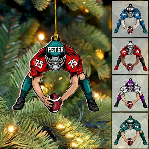 Vista 24 de Adorno de Navidad de fútbol americano personalizado, adorno de fútbol americano, adornos de Navidad de fútbol americano personalizados, adornos