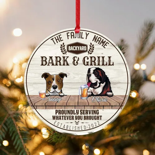 Vista 18 de SILYHEART Christmas Acrylic Ornaments Presa Canario & Pug Bull Dog Christmas Porcelain Ornament Family Dog Name Funny Dog Pet Lovers DIY Christmas