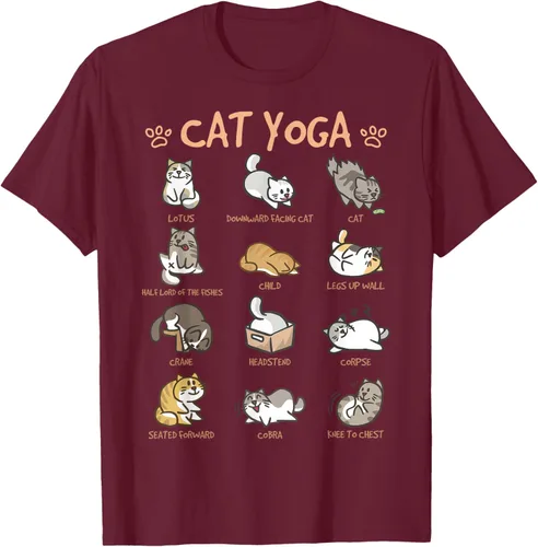 Vista 18 de Cat Yoga Poses Cats Practicing Mindfulness Meditación Kitten - Camiseta, Negro, S