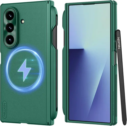 Vista 11 de Nillkin Funda para Samsung Galaxy Z Fold 7 con soporte para S Pen (compatible con MagSafe), protección de bisagra, protector de pantalla HD, textura