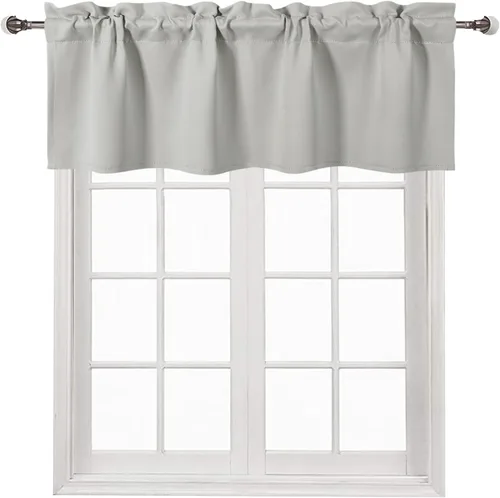 Vista 22 de DWCN Cenefa para ventana de cocina, con bolsillo para barra, para ventana, sala de estar/sótano, 36 x 16 pulgadas de largo, 1 panel, beige
