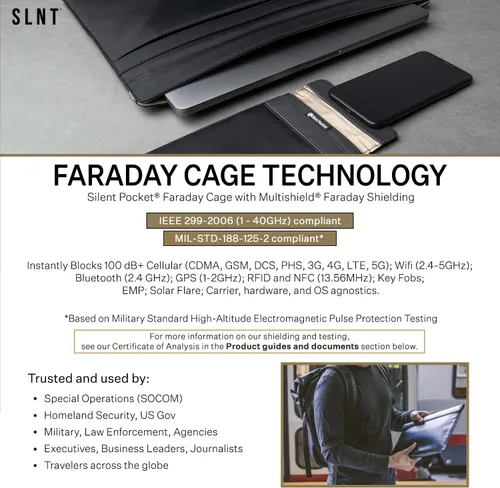 Vista 3 de SLNT Faraday - Funda para teléfono, con bloqueo de etiqueta, bolsa de bloqueo de señal (mediana) Weatherproof Nylon, Lockable Metal D-Ring