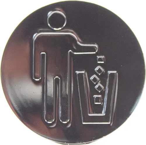 Vista 8 de Logotipo de basura, emblema, medallón, cocina, oficina, parte delantera del gabinete, 1.5 pulgadas, acero inoxidable, latón, negro mate, cantidad 1