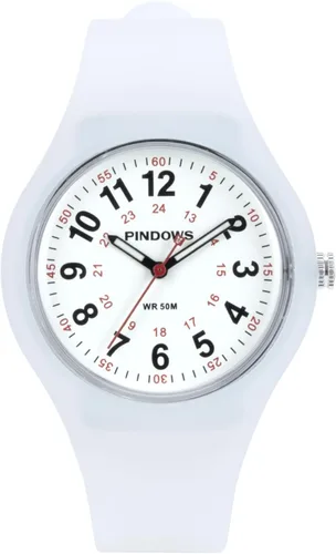 Vista 8 de PINDOWS Women Analog Quartz Wrist Watch with Silicone Strap for Young Women Students Easy Read Waterproof Unisex Luminous Dial