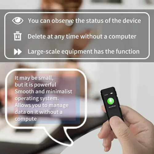 Vista 6 de Grabadora Lavalier de 64GB - Grabadora de voz digital con reproducción ideal para reuniones/conferencias/entrevistas, grabadora mini portátil