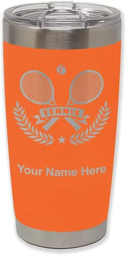 Vista 27 de LaserGram Personalized 20oz Tumbler, Tennis Rackets (Black) Engraved Gift for Tennis Players, Vacuum Insulated Stainless Steel, Laser Engraved