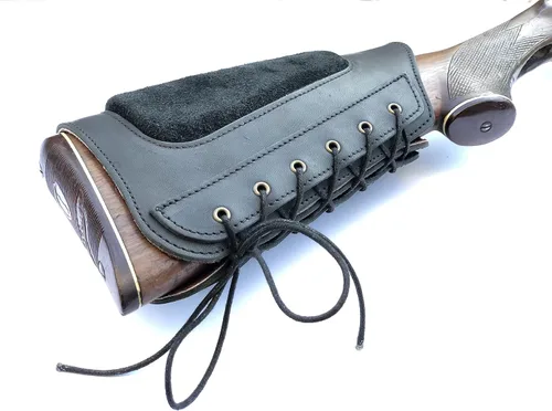 Vista 7 de Funda de cuero genuino para soporte de munición con relleno de gamuza para mejillas