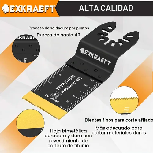Vista 5 de 50 hojas de sierra oscilantes de titanio para clavos de metal, madera