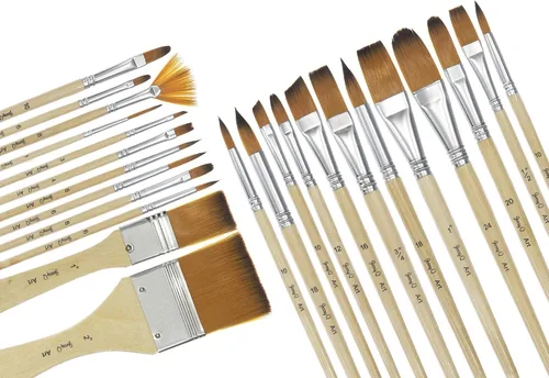 Vista 2 de Juego de 24 pinceles de pintura para artistas con bolsa de transporte gratis para acuarela, acrílico, óleo y todos los medios, adecuado para lienzo