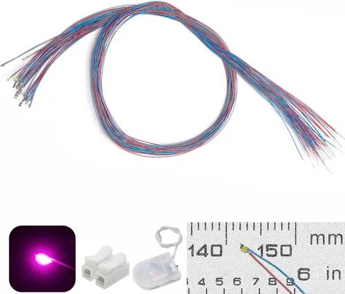 Vista 22 de 50 piezas pre-cableadas micro LED pre-soldadas 0402 SMD LED con accesorios de montaje para la construcción de modelos principiantes