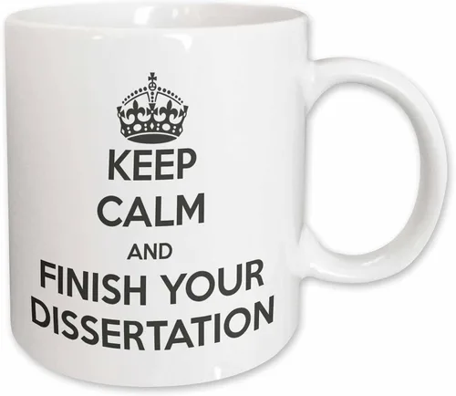 Vista 10 de 3dRose Mantén la calma y termina tu disertación. Blanco y gris. - Tazas (mug_193304_9)