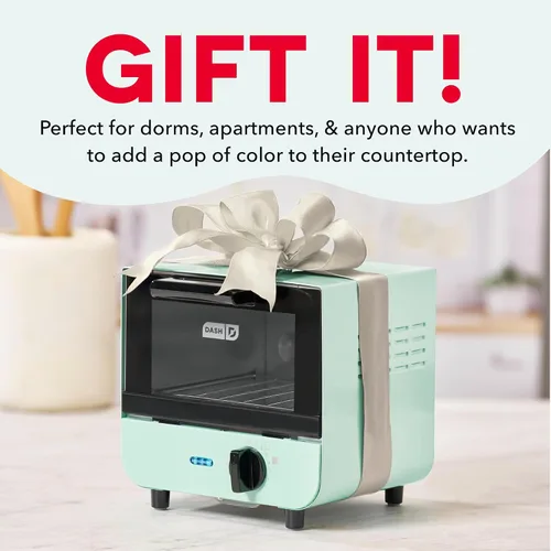 Vista 8 de Dash Mini horno tostador Pequeño horno tostador para dormitorios, apartamentos y cocinas pequeñas, dial temporizador ajustable con apagado