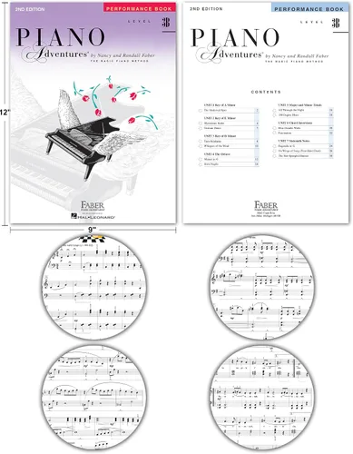 Vista 3 de Piano Adventures Level 3B Juego de aprendizaje por Nancy Faber - Lección, teoría, rendimiento, técnica y arte y teclas de piano de música Julieta