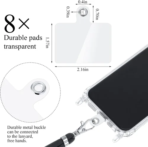 Vista 7 de Marspark 8 piezas de cordón de teléfono parche universal para teléfono correa de plástico para teléfono con anillo de metal compatible con teléfono
