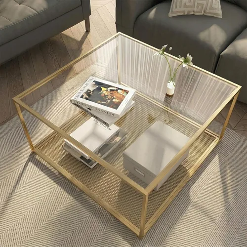 Vista 10 de Mesa de Café de Vidrio Negro para Sala de Estar, Mesas de Café Cuadradas para Espacios Pequeños, Mesas Centro Modernas de Té y Cóctel Simples, Mesas