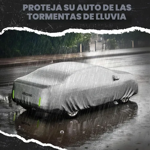 Vista 8 de Mockins - Funda para automóvil de poliéster plateado 190T, para todo tipo de clima, transpirable e impermeable, protegerá tu vehículo contra