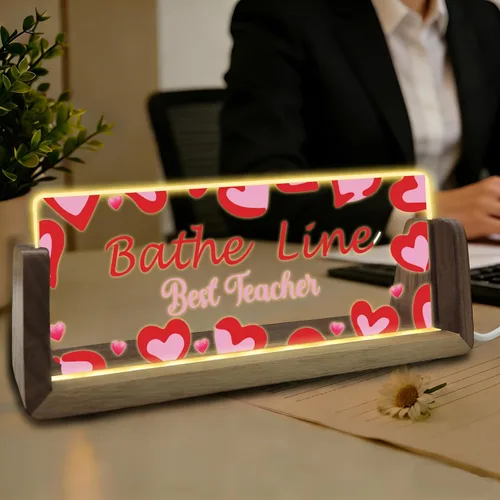 Vista 10 de Placa de nombre de escritorio personalizada con luz acrílica para escritorio, regalos de oficina personalizados para jefes, compañeros de trabajo