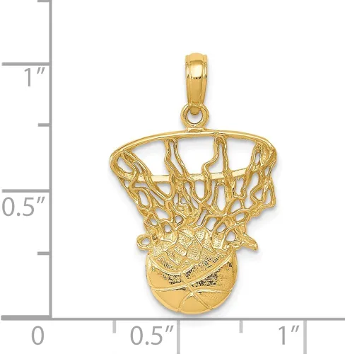 Vista 3 de Colgante de baloncesto y red de oro amarillo macizo de 14 k para hombre 1024in x 0630in