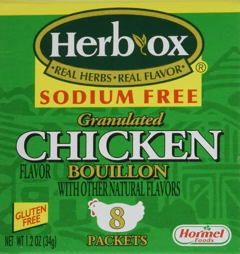 Vista 5 de Herb-Ox Bouillon Packets Caldo instantáneo y condimento sin sodio Caja de 1.1 oz (sin gluten)