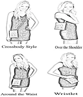 Vista 6 de Crossbody Bolsas para mujer - CRYSTAL STUDS TOP, Glam Travel Sling Bag - 6" x 8" x 1