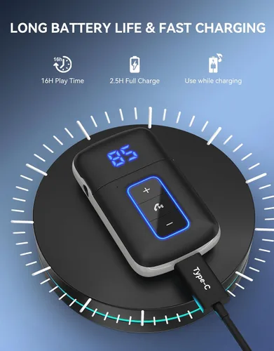 Vista 7 de Receptor Bluetooth 5.3 para automóvil, pantalla LED, cancelación de ruido, adaptador AUX Bluetooth de 0.138 in, receptor de audio inalámbrico