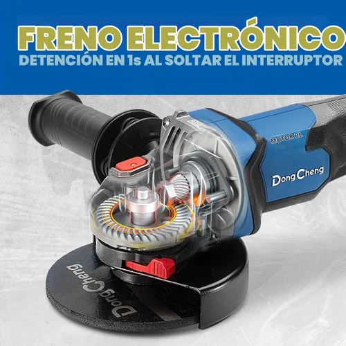 Vista 7 de Dong Cheng Amoladora angular inalámbrica de 20 V 4-1/2 pulgadas, 9000 RPM con interruptor de paleta, herramienta de corte, protección DSC