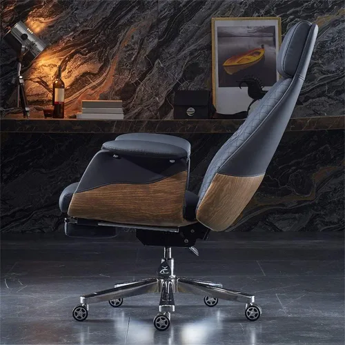 Vista 5 de LAKIQ Silla de oficina giratoria ejecutiva de respaldo alto, escritorio para computadora, silla con brazo de cuero, sillas de gestión ajustables