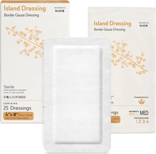 Vista 8 de Aderezo isla de gasa bordeada TenderGentle 2x2-50 Vendajes de gasa para protección de heridas - Bueno para hospitales, instalaciones médicas, kits